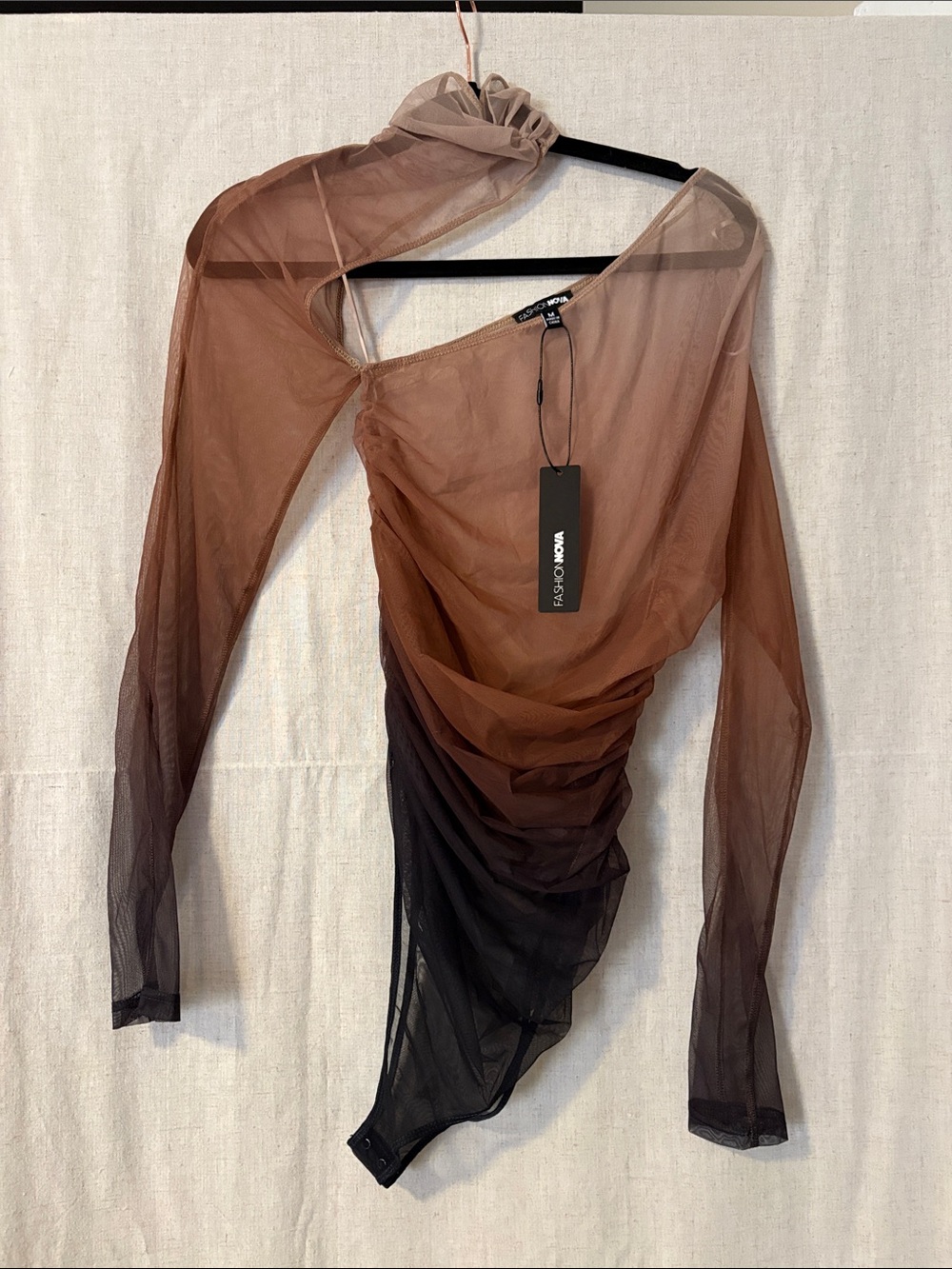 Fashion Nova Brown Mesh Bodysuit